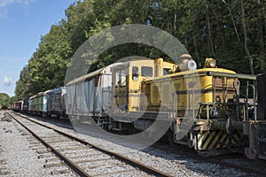 Old rusted train with locomotive