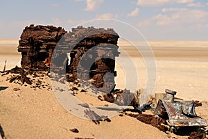 An old rusted truck engine block going nowhere