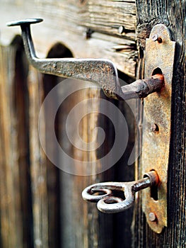 Old and Rusted Vintage Door Handle and Beautiful Key