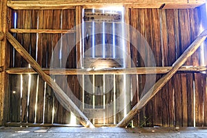 Old Rustic Barn Interior, Sunlight