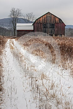 Old Rustic Barn and Snow