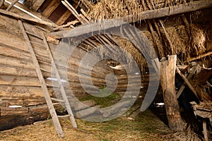 old rustic barn with various