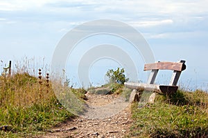 Old rustic bench in the countryside