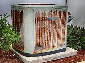 Old rustic broken air conditioner