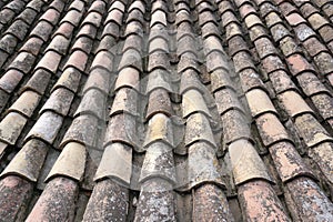 Old rustic caramic roof tile texture