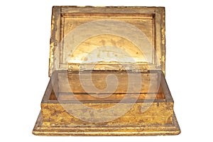 Old rustic Golden painted, wooden empty box