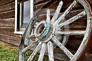 Old Rustic Wagon Wheel Close Up