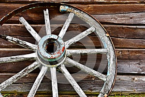 Old Rustic Wagon Wheel Close Up