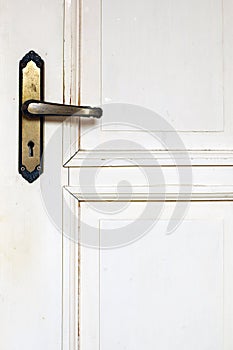 Old rustic white door detail