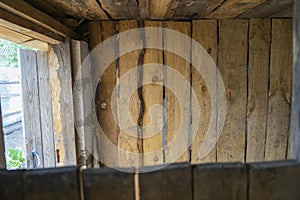 Old rustic wooden barn, inside view