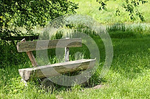 Old rustic wooden bench