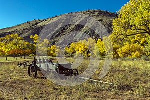 Old Rustic Wooden Farming Wagon in the Fruita District of Capital Reef National Park