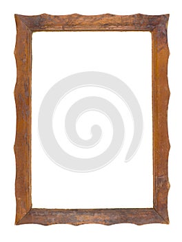 old rustic wooden frame isolated on white