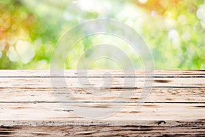 Old rustic wooden table top photo