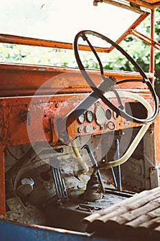 Old and rusty Abandoned pickup Truck, retro style