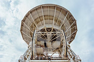 Old rusty abandoned radio telescope satellite dish
