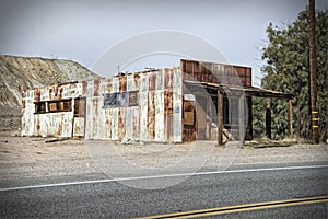 Old rusty abandoned warehouse