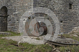 Old rusty abandoned winching gear