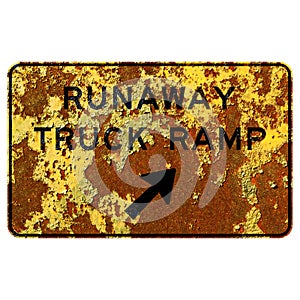 Old rusty American road sign - Runaway truck ramp exit