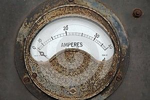 Old rusty ampere meter