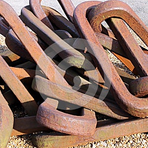 Old rusty anchor chain