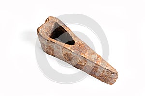 Old rusty ax on a white background