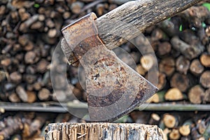 Old rusty axe