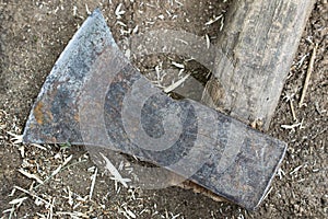 Old rusty axe