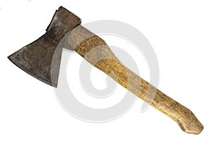 Old, rusty axe isolated on a white background