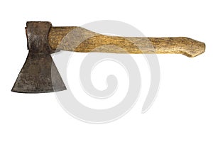 Old, rusty axe isolated on a white background