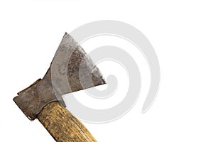 Old, rusty axe isolated on a white background