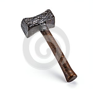 Old rusty axe isolated on white background