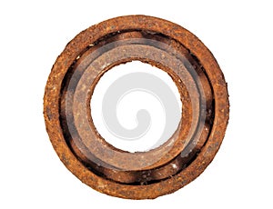 Old and rusty ball bearing isolated on white background