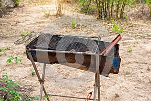 Old rusty barbecue grill cleaning dirty grid, Grate old for grill food.