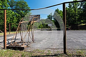 An old, rusty basketball court, Kalni, Latvia