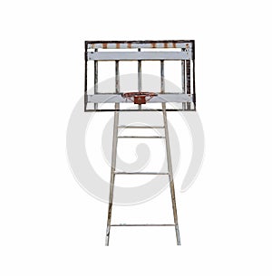 Old rusty basketball hoop was abandoned. Isolated on white the background include clipping path
