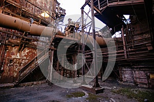 Old rusty blast furnace equipment of the metallurgical plant