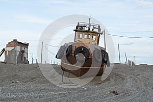 Old rusty boat on seacoast