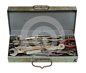 Old rusty box with tools