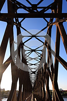Old rusty bridge construction beams