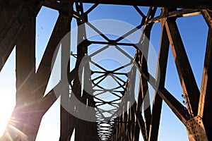 Old rusty bridge construction beams