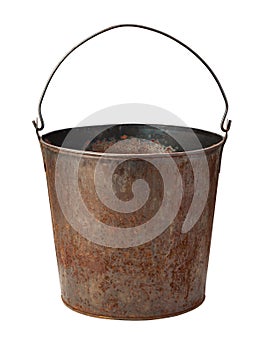 Old Rusty Bucket isolated with clipping path