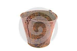 Old Rusty Bucket isolated on white