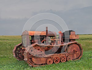 Old rusty bulldozer tractor