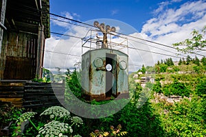 Old rusty cable car in Chiatura, Georgia