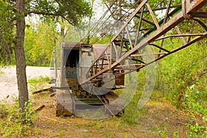 An old rusty cable crane in the northwest territories