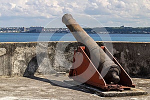 Old rusty cannon in the san severino castle grounds, matanzas, Cuba