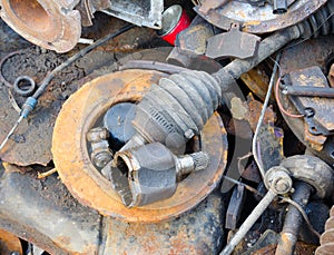Old rusty car parts