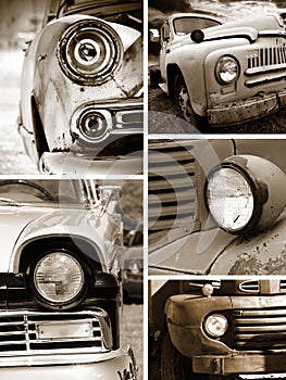 Old rusty cars head lamp