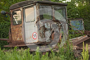 Old rusty caterpillar tractor